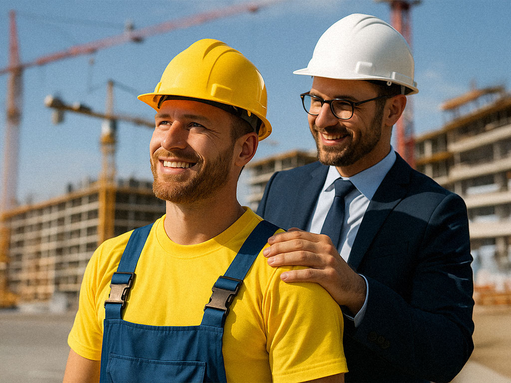 Projektbegleitung Bauarbeiter mit Berater